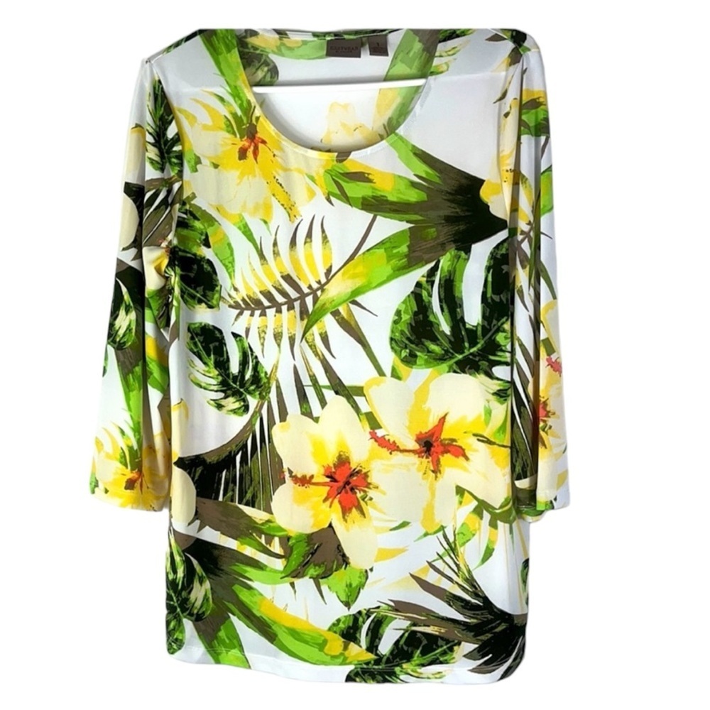 Easywear by Chico's tropical casual 3/4 sleeve blouse Sz 1 (M)